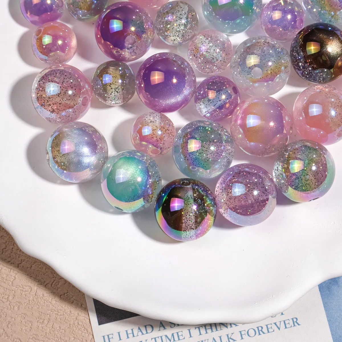 

Trendy New 100pcs 12mm 16mm Round Gumball Glitter Bling Jewelry Beads Fit Girls Bubblegum Necklace Earring Bracelet Making