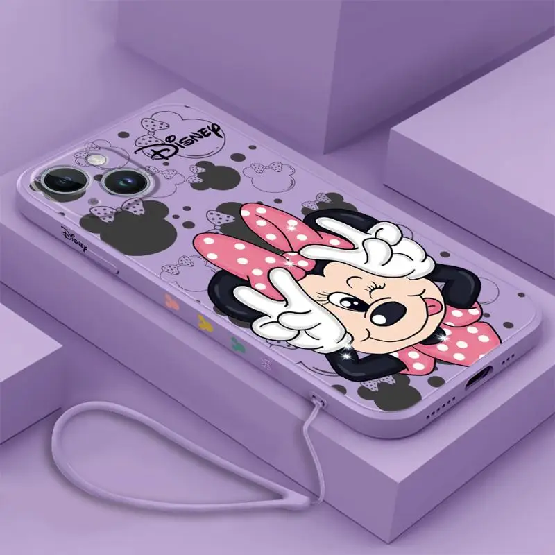 Lovely Disney Mickey Mouse Phone Case For iPhone 11 14 13 12 Mini 15 Pro Max X XR XS MAX 8 7 Liquid Silicone Coque Cover