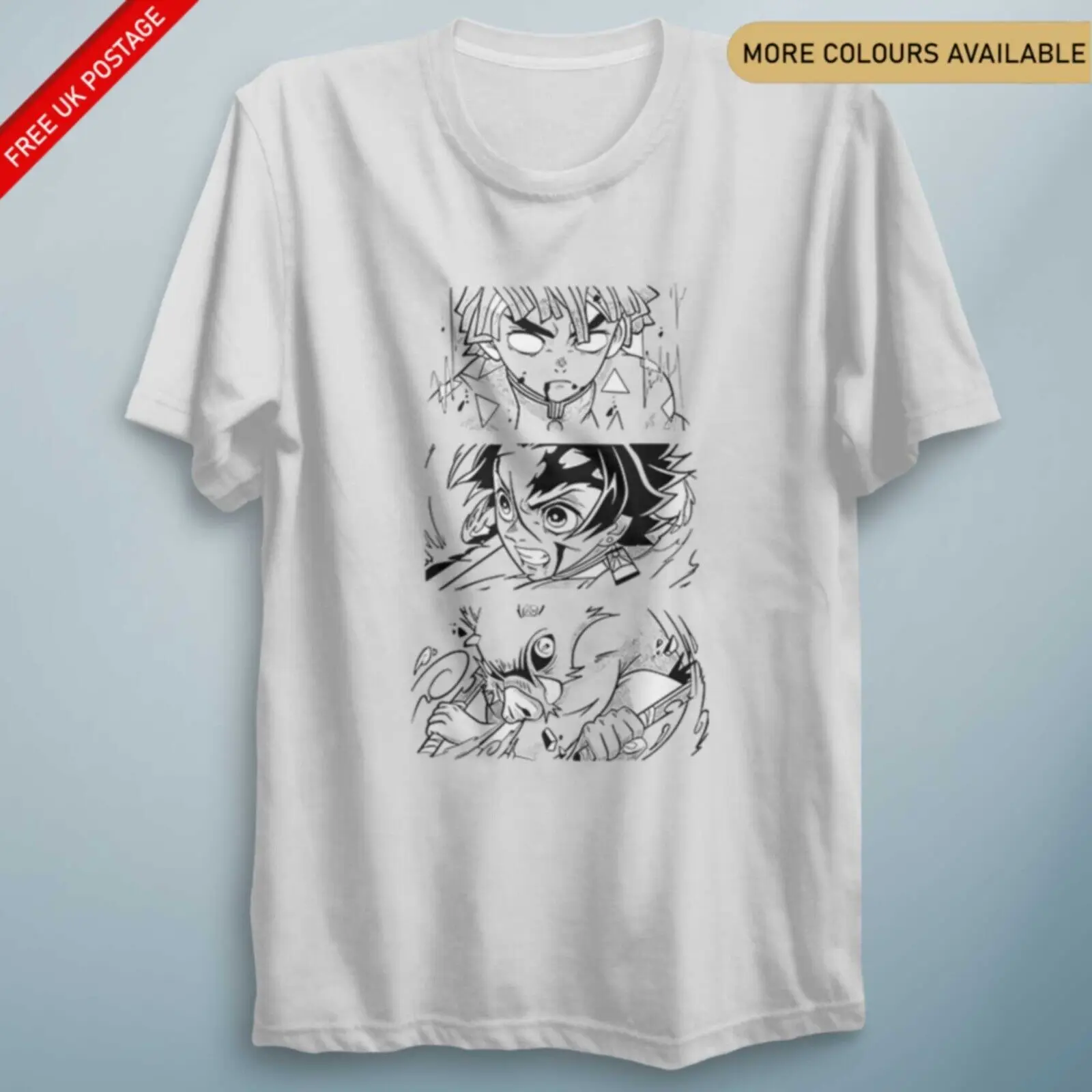 

Demoon Slay Tannjiro Zennitsu Innosuke Comic Strip Anime T Shirt Gift Unisex