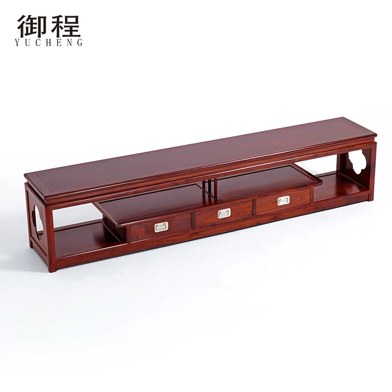 LTT Zambia lobular red sandalwood begonia TV cabinet log new Chinese floor cabinet