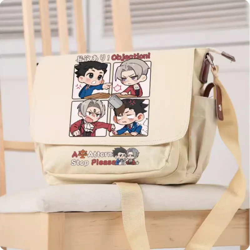 Anime Ace Attorney Phoenix Wright Crossbody Canvas Bags School Bag Unisex Messenger Bag Fashion Shoulder Bag 2402