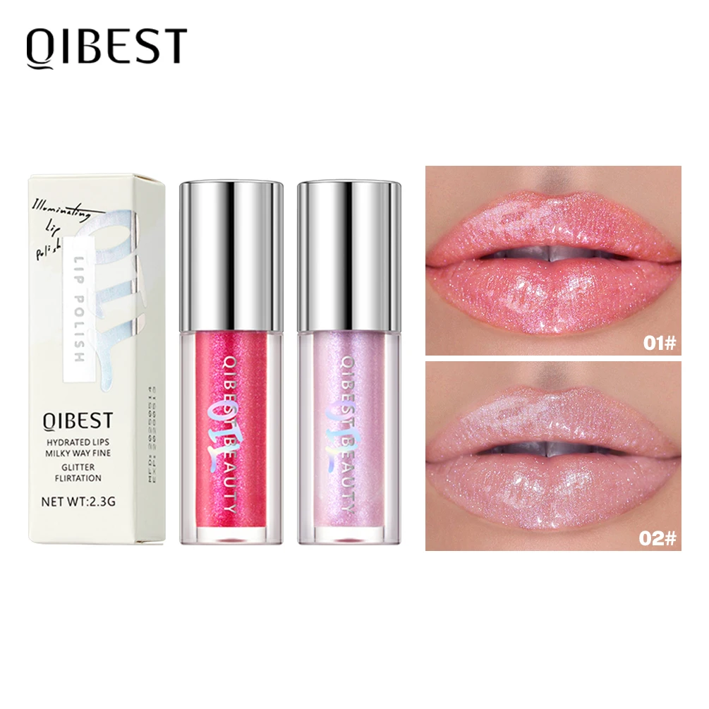 

QIBEST Diamond Glitter Lip Gloss Moisturizing Non-Sticky Cup Liquid Lipstick Lasting Mirror Shimmer Lip Glaze Makeup Lip Tint