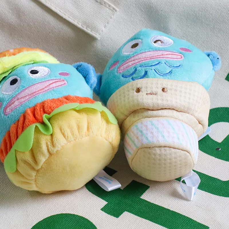 12cm Kawaii Hangyodon Plush Keychain Anime Cartoon Soft Animals Transform Hamburger Ice Cream Doll Backpack Pendant Gifts Toys