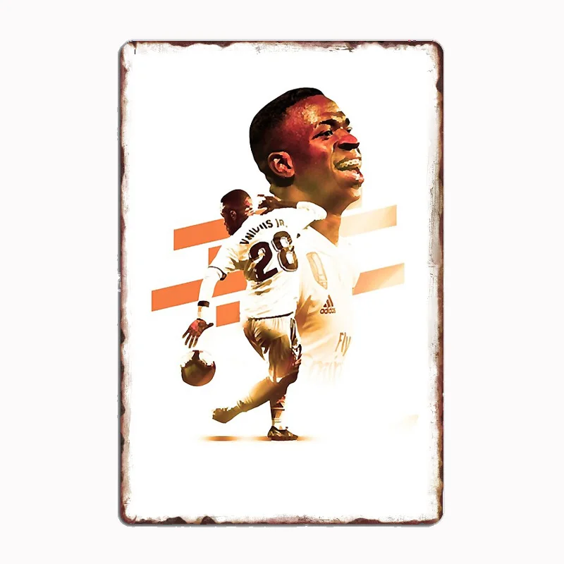 Vinicius Junior Design Football Sport Metal Sign Poster Garage Room Decor Living Bar Custom Tin Vintage Home Decoration Wall Art