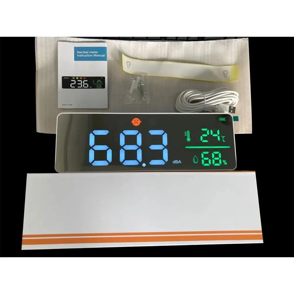 DM1306D 3-in-1 Wall Mount Noise Meter 30-130dBA Decibel Meter with ℉/℃ Temperature & Humidity Display