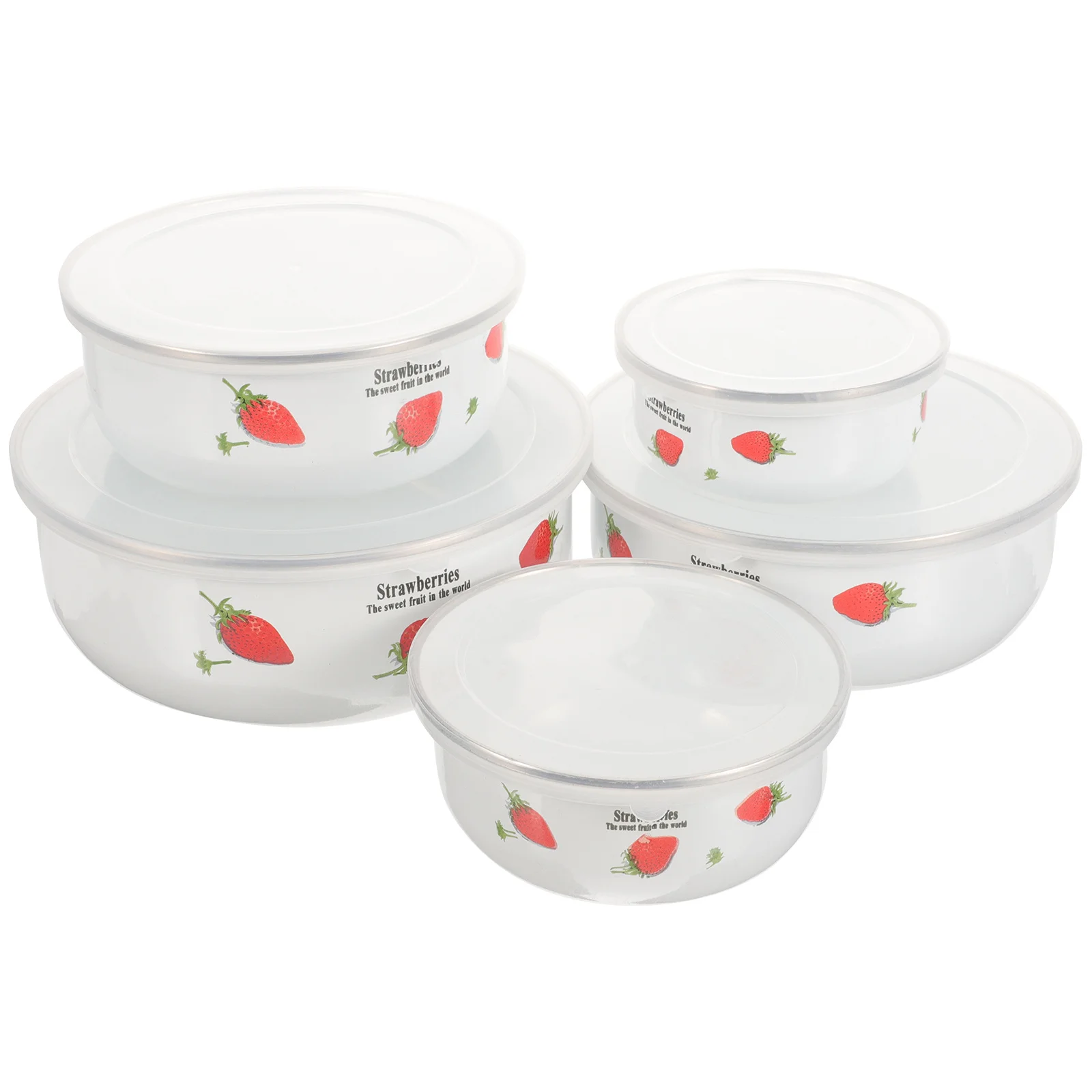 

5pcs Freshness Fruit Bowls With Lid Stackable Thick Bottom For Food Storage Soup Salad Noodle Bowl Kitchen Organization