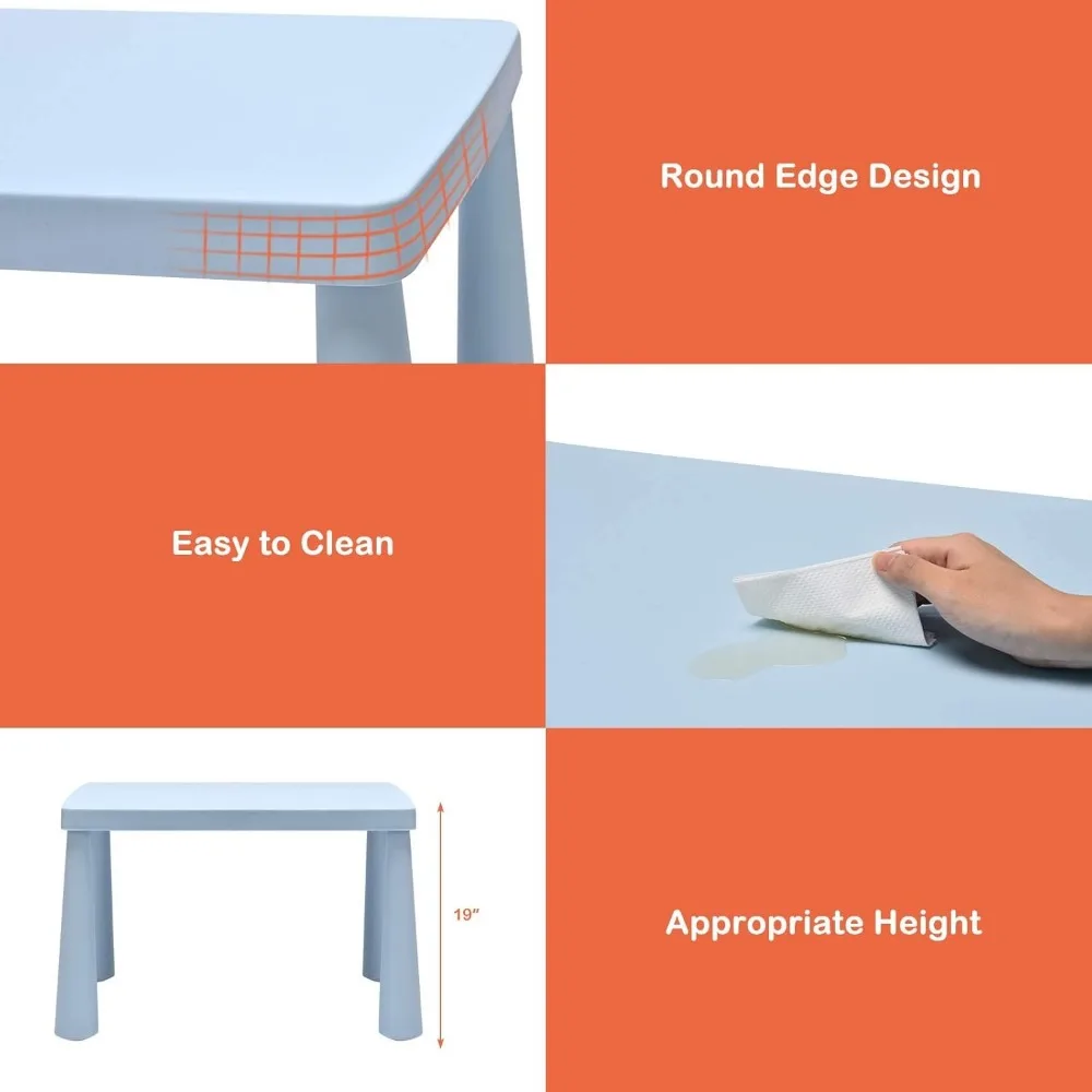 Ensemble de table et chaise pour enfants, table d'activités en plastique de 3 pièces pour la lecture, le dessin, le temps de collation, l'artisanat d'art, le alth