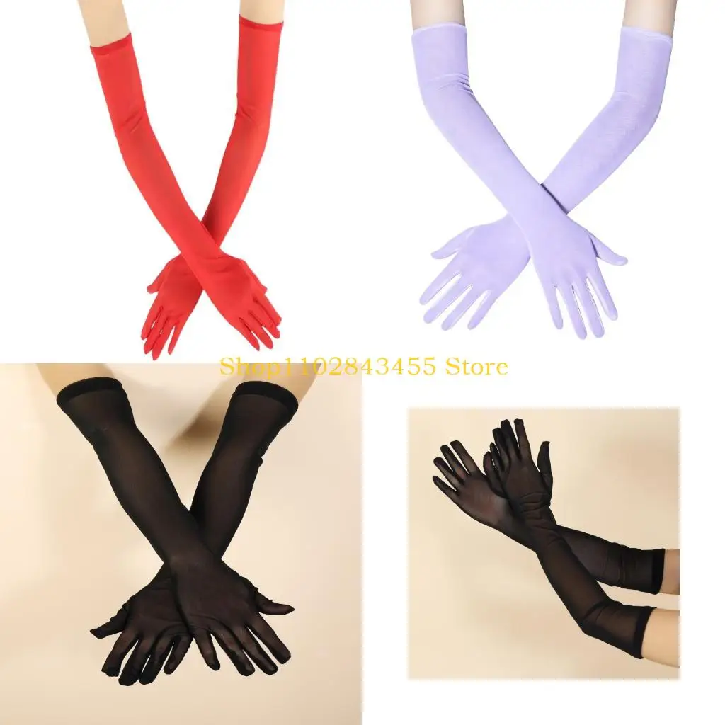 49MC Thin Breathable Gloves For Women Extra Long 54cm Stretchy Comfortable Elegant Design Armwear For Various Occasion