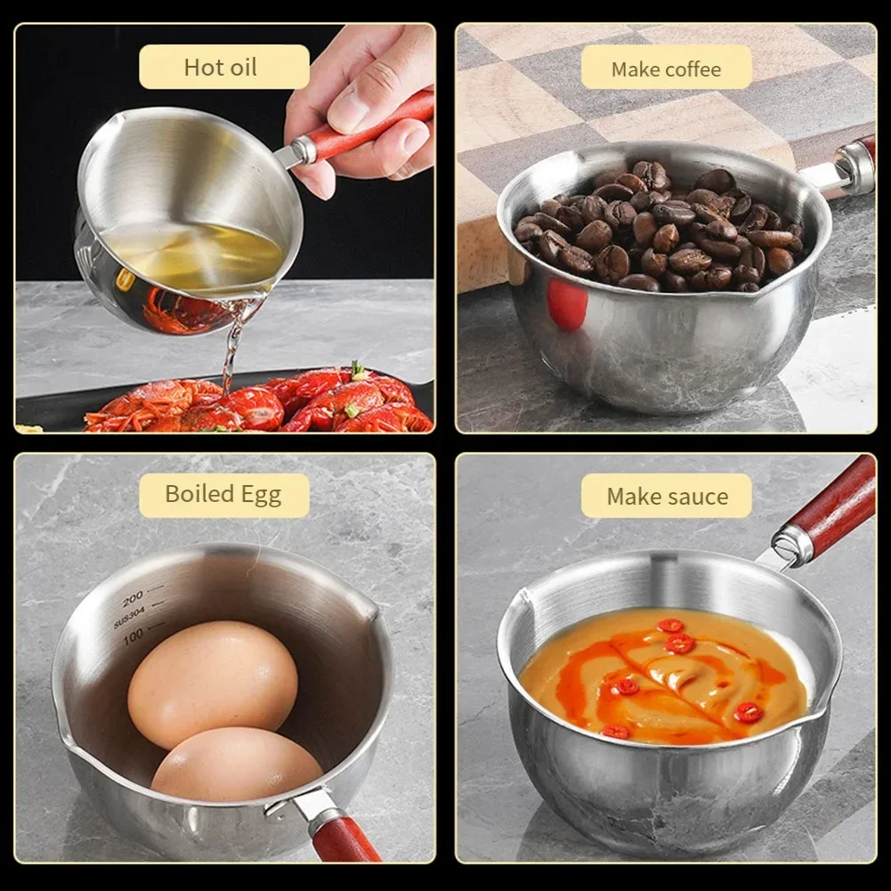 Oil Pot Milk Pan Stainless Steel Hot Oil Pan Sauce Small Cooking Pot For Boiling Butter Melting Pot Butter Warmer Kitchen Pot