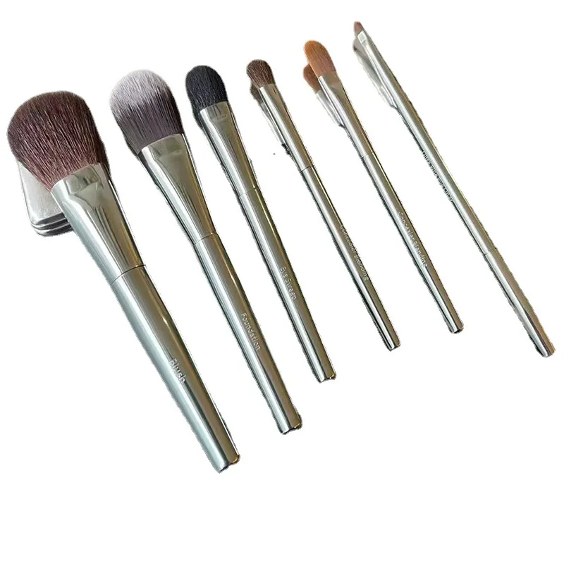 BB Series Silver 6pcs Makeup Brushes Set Foundation Loose Powder Concealer Eyeshadow Brush Cosmaetic Tools For Beauty