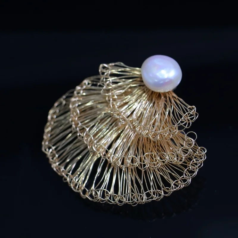 SGARIT 14K Gold Filled Brooch with Natural Freshwater Pearls Handcrafted Floral Pin for Women Luxury Fashion Gift