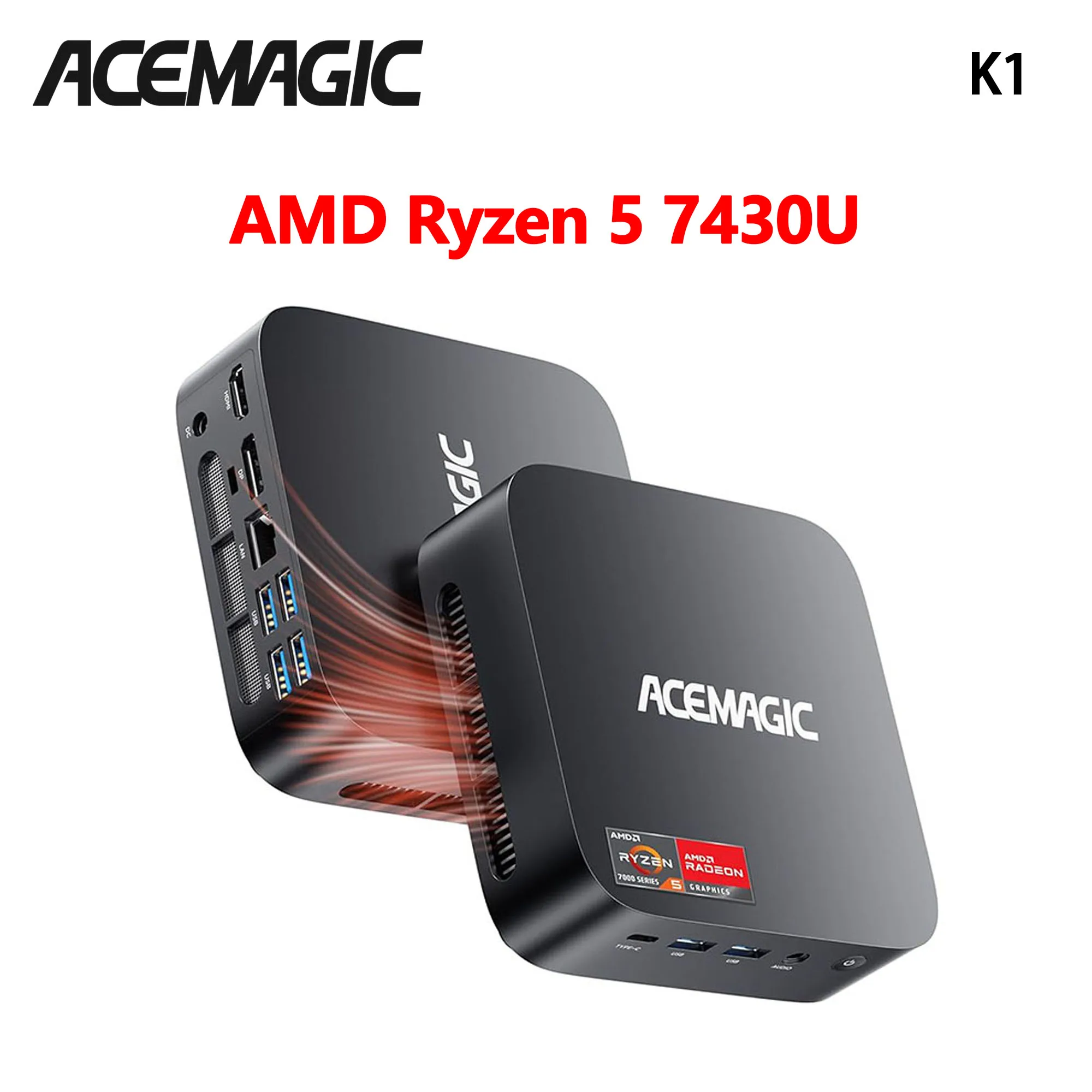 MINI PC ACEMAGIC K1 AMD Ryzen 5 7430U 16GB RAM 512GB SSD Windows 11 Pro MINI ordenador Wifi6 BT5.2 4K pantalla Triple