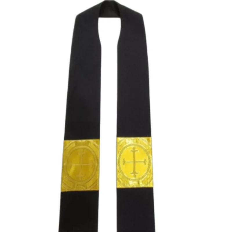 Premium Woven Ribbon Clergy Apparel Accessory Layered Satin Shoulder Strap Cape & Tie for Religious Ceremonies