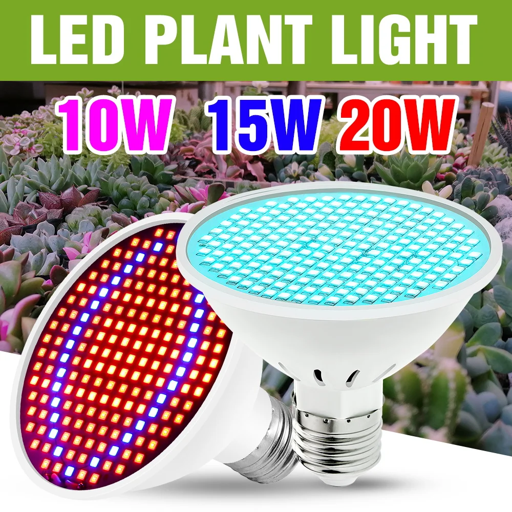 

Светодиодная лампа для растений 20 Вт, цоколь E27/E26, полный спектр, для гидропоники, AC85-265V, для комнатных растений, овощей, фруктов, кактусов, дополнительное освещение