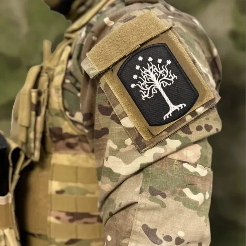 شجرة جوندور التطريز التصحيح التكتيكي الزخرفية هوك وحلقة شارة ظهره بقع للملابس ملصقات شارة المعنويات #6