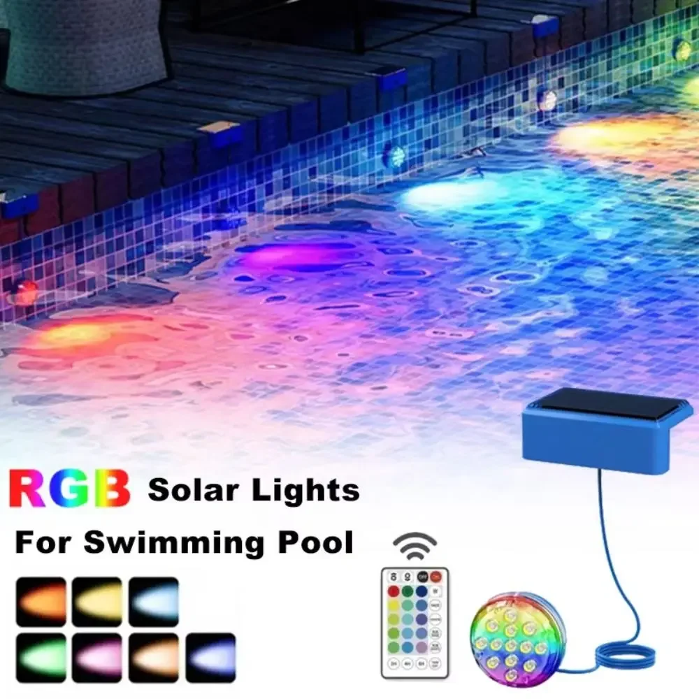 

Светодиодный светильник для солнечного бассейна с дистанционным управлением, цветной таймер RGB, 16-цветное освещение, солнечный свет для бассейна, уровни яркости, энергосбережение
