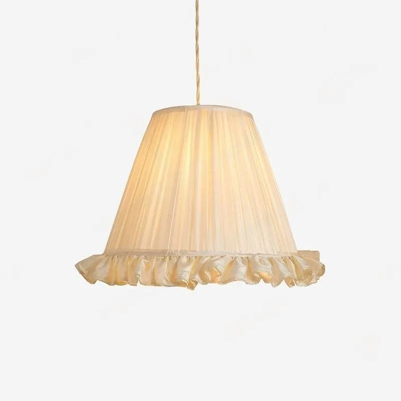 French gentle cream pleated lampshade bedroom bedside fabric lamp, romantic healing atmosphere lamp