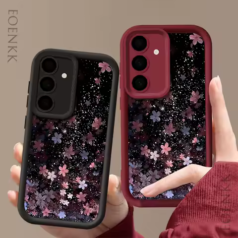 Cherry Blossom Silicone Phone Case For Samsung Galaxy S25 S22 S21 S23 S20 S24 Ultra FE A35 15 A25 A55 Note 20 Plus 5G Soft Cover