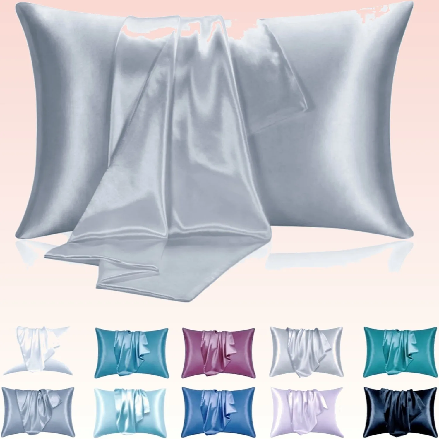 Silky Ice Silk Pillowcase Cooling Soft Breathable Solid Color Burgundy Bean Paste Summer Bedding Pillow Cover