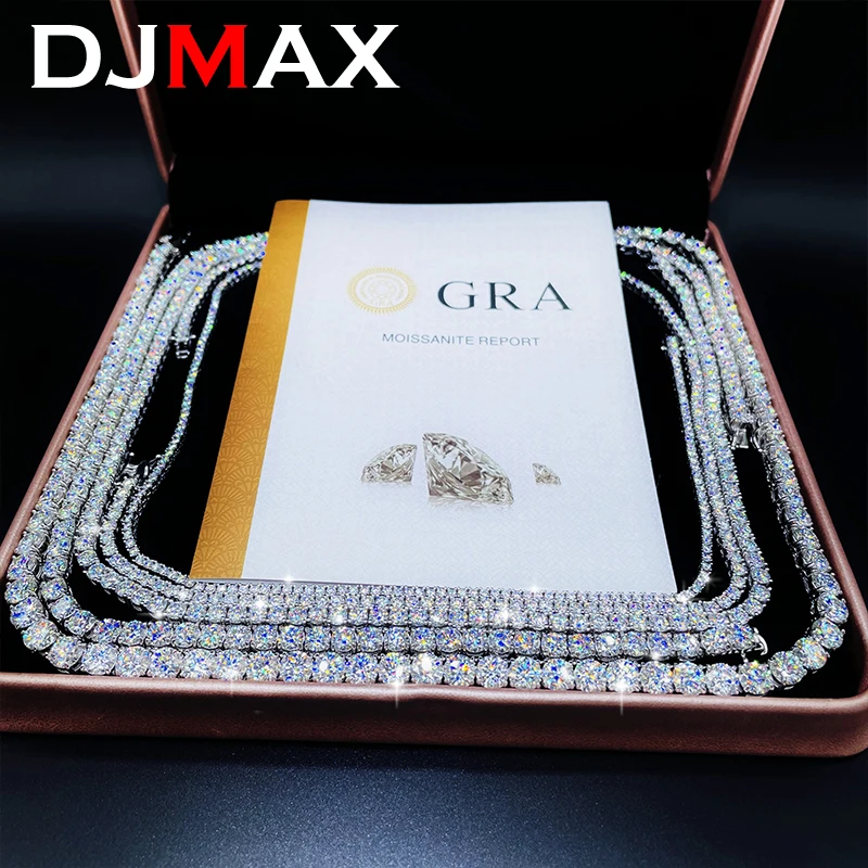 [Big Factory] DJMAX 2-6.5mm Moissanite Tennis Chain For Women Top Quality Original 925 Sterling Silver Man Moissanite Bracelets