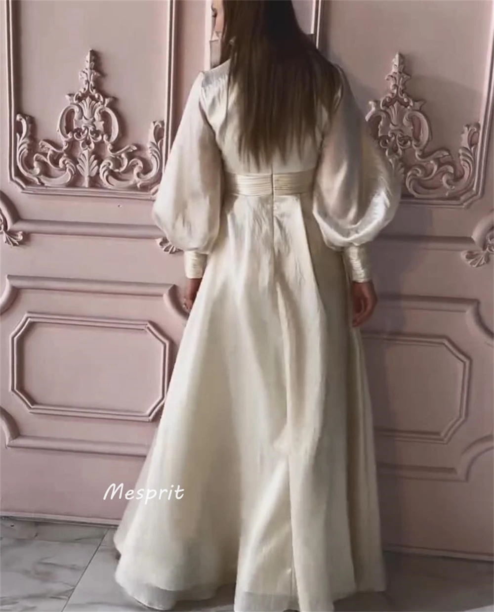 Mesprit-Robe de Bal Trapèze Froncée en Organza, Vêtement de Style Moderne, Plissé, Longueur au Sol, sur Mesure, pour Occasions