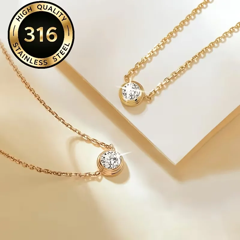 18K金メッキの華奢なミニマリストスタイルの光沢のあるラウン - Charm Necklace Dainty のレビューと価格