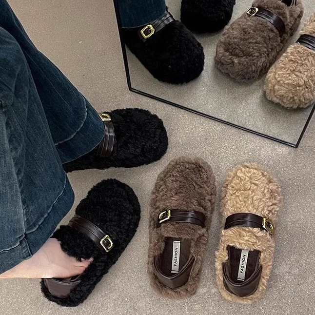 

Fashionable Retro Bean Cotton Shoes Women's Soft Bottom Slim Fit Slip-On Autumn Winter New Style Casual High Top Shoes