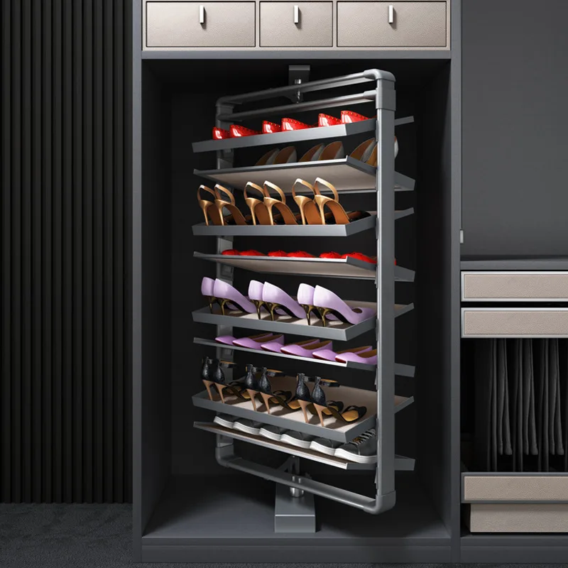 Rotating shoe rack Turning frame Multifunctional hardware accessories Aluminum alloy shoe cabinet Multi-layer