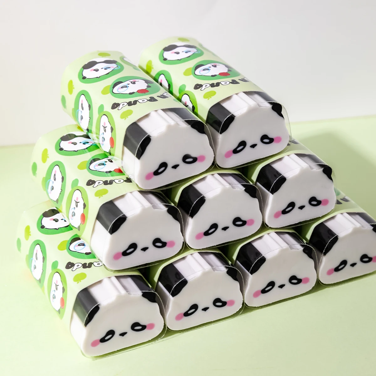 Cute Panda Eraser for Elementary School Students Sandwich Eraser School Stationery Supplies 2B Eraser Wipe Clean Less Debris