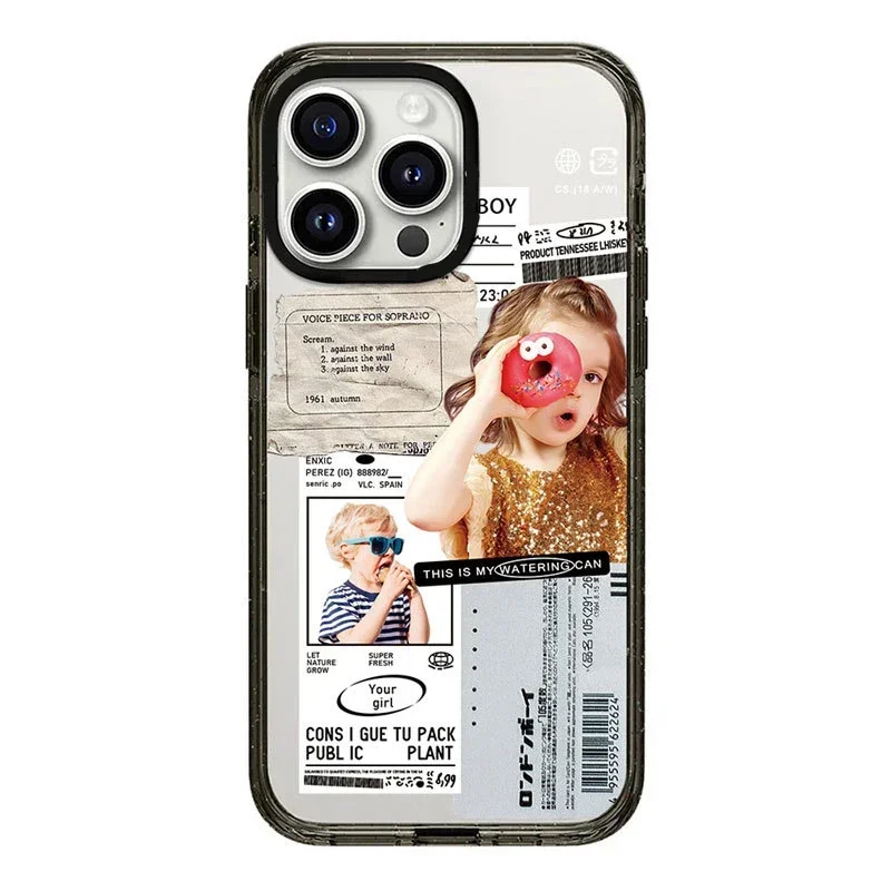 Chica de Tiantian Circle mejora cubierta de la caja del teléfono con borde acrílico para IPhone 11 12 13 14 15 16 Pro Max funda para IPhone 16 ProMax