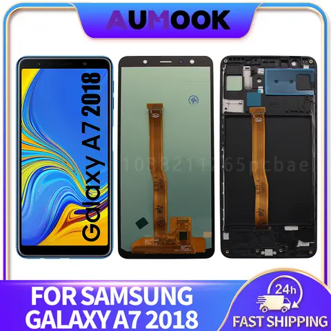 AMOLED LCD Per Samsung Galaxy A7 2018 A750 Display LCD Touch Screen Digitizer Assembly A750F A750G A750C A750X Sostituire Le Parti