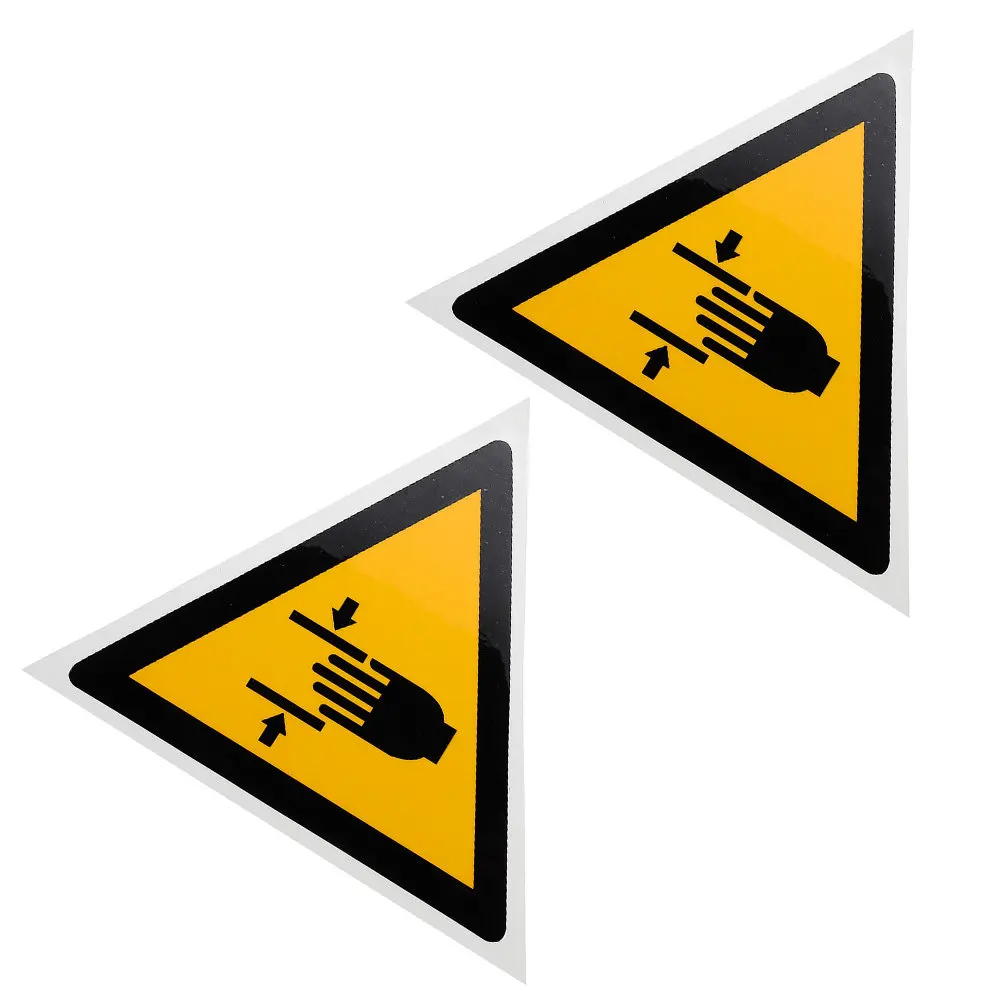 

2Pcs Hand Crushing Warning Sign Sticker PP Synthetic Paper Safety Label for Warehouse Factory School Equipment Caution Hand