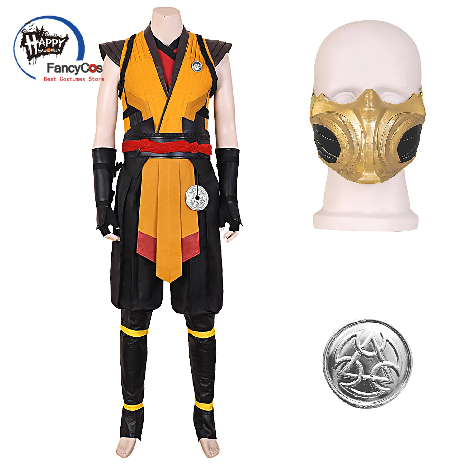 Scorpion Cosplay Mortal Kombat 1 Cosplay Kuai Liang Costume MK 1 Full Scorpion Man Cosplay Costume di Halloween carnevale personalizzato