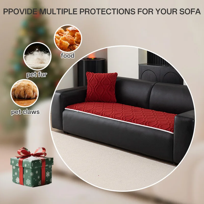 Solid Geometric Pattern Jacquard Sofa Cushion Retro Dirt-Resistant Easy-Care Couch Slipcover Anti-Scratch Sofa Protector for Pet