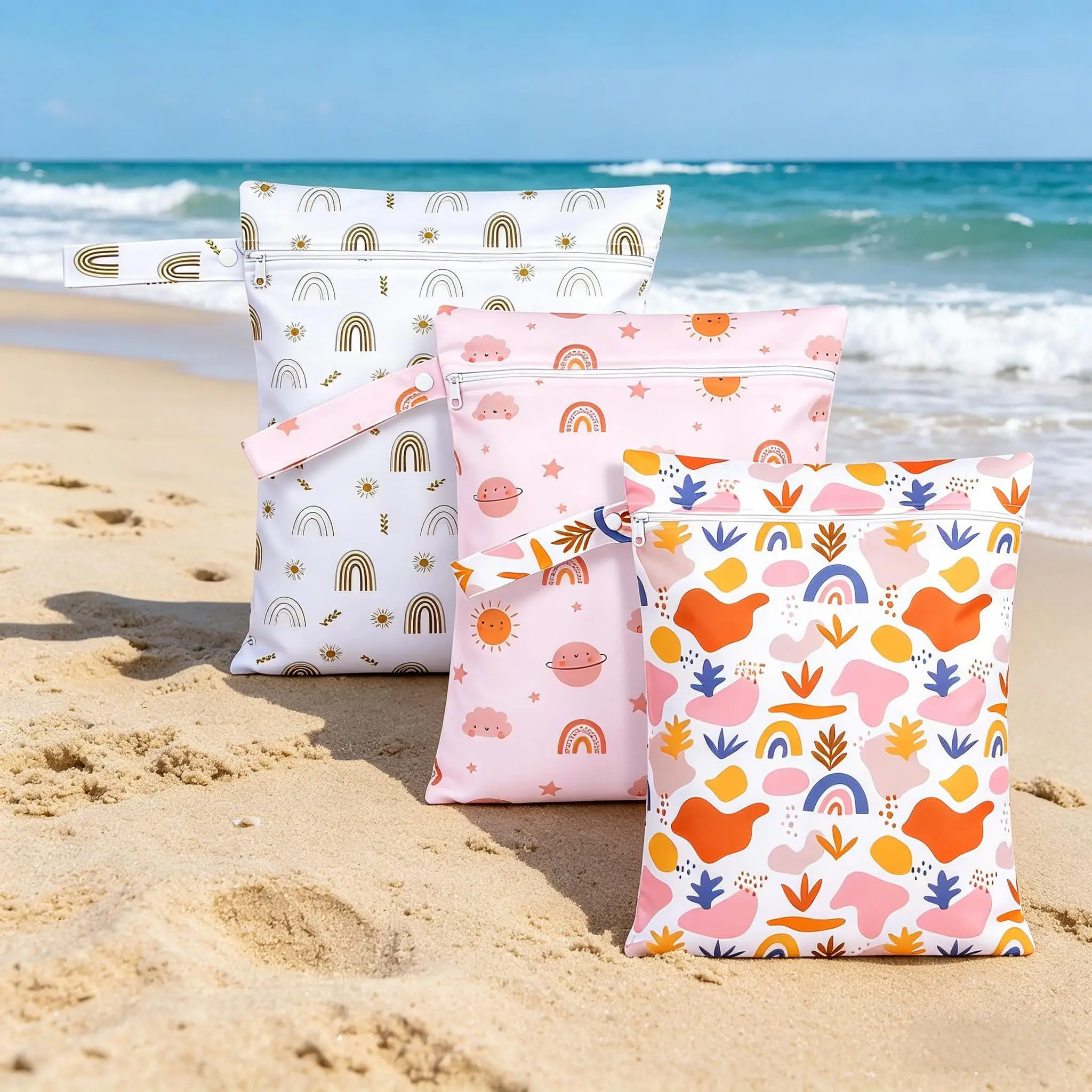

3Pcs Portable Wet Dry Bag Reusable Waterproof Wet Bag For Baby Diapers&Breast Pump Part Organizer For Swimsuit Wet Clothes