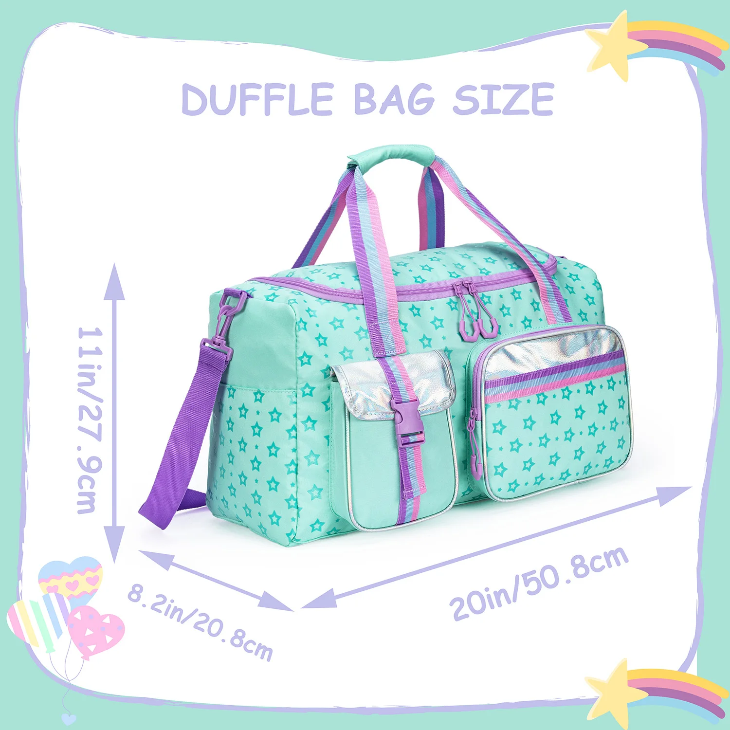 Kids Duffle Bag Girls Travel Bag Gifts Overnight Sleepover Bags for Girls Women Tote Gym Dance Bags for Kids