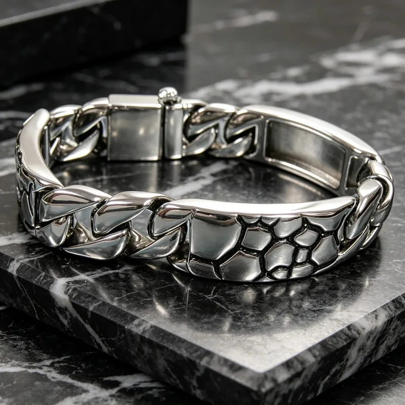 Stainless Steel 16MM Wide Chain Man Bracelet Homme Metal Men's Bracelets For Man Products 22cm