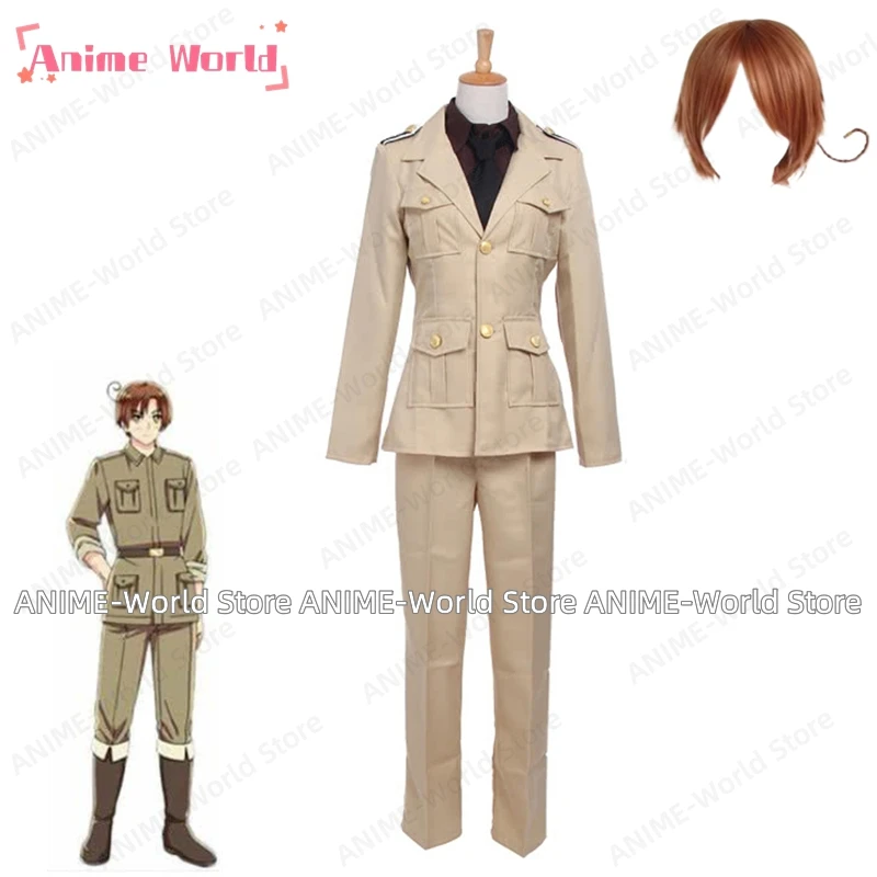 《Custom size》Anime Axis Powers Hetalia Feliciano Vargas Italy Uniform Cosplay Costume Wig