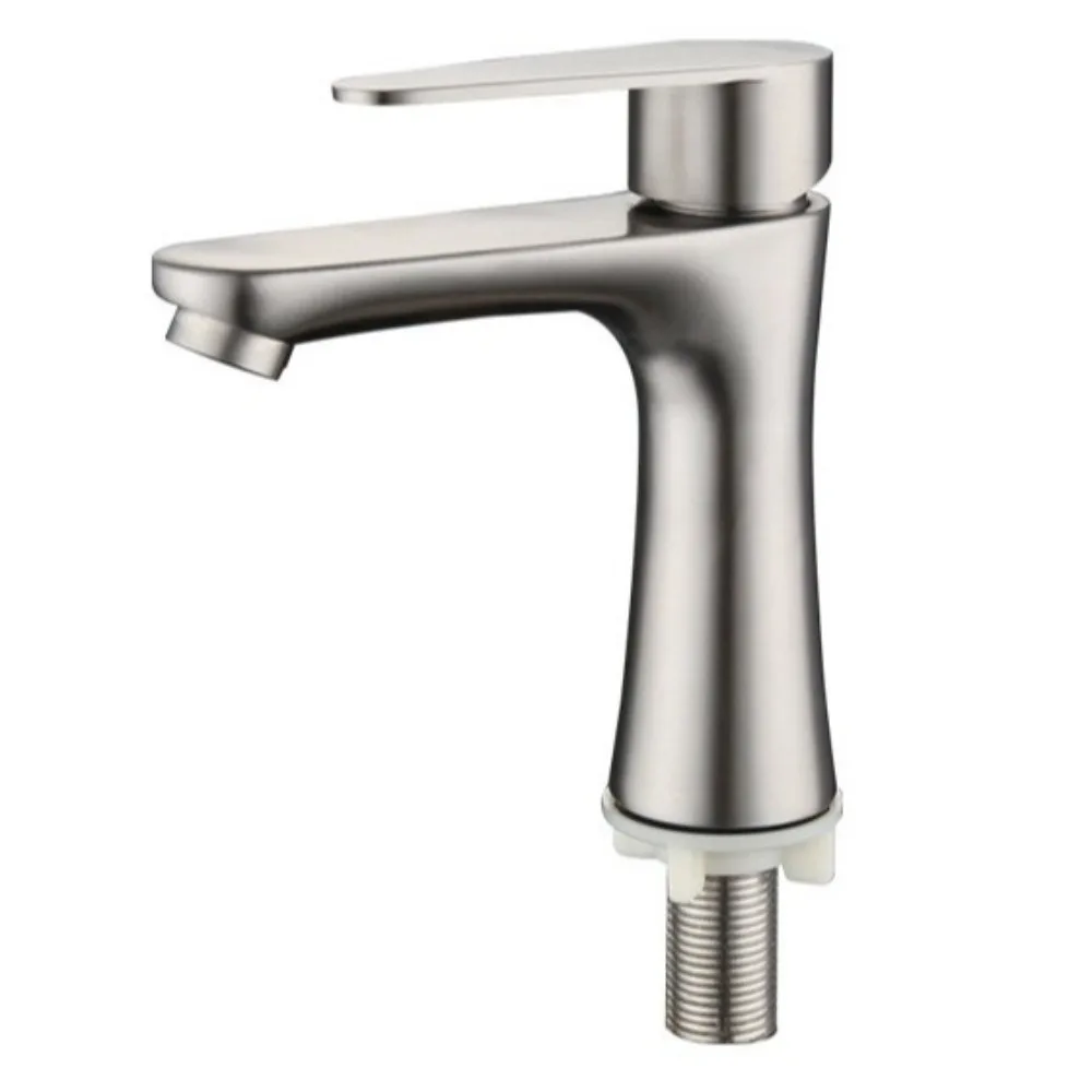

Single Handle Stainless Steel Faucet Anti-Leakage Rust-proof Single Cold Basin Sink Faucet Easy Installation Multi Functional