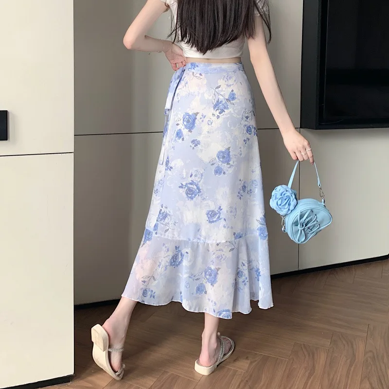 Der originale Rüschenrock mit Blumenmuster von Jia Shu Workshop ist romantisch, modisch und elegant, ein hochwertiger Rock für Damen im Sommer. – Detail 5
