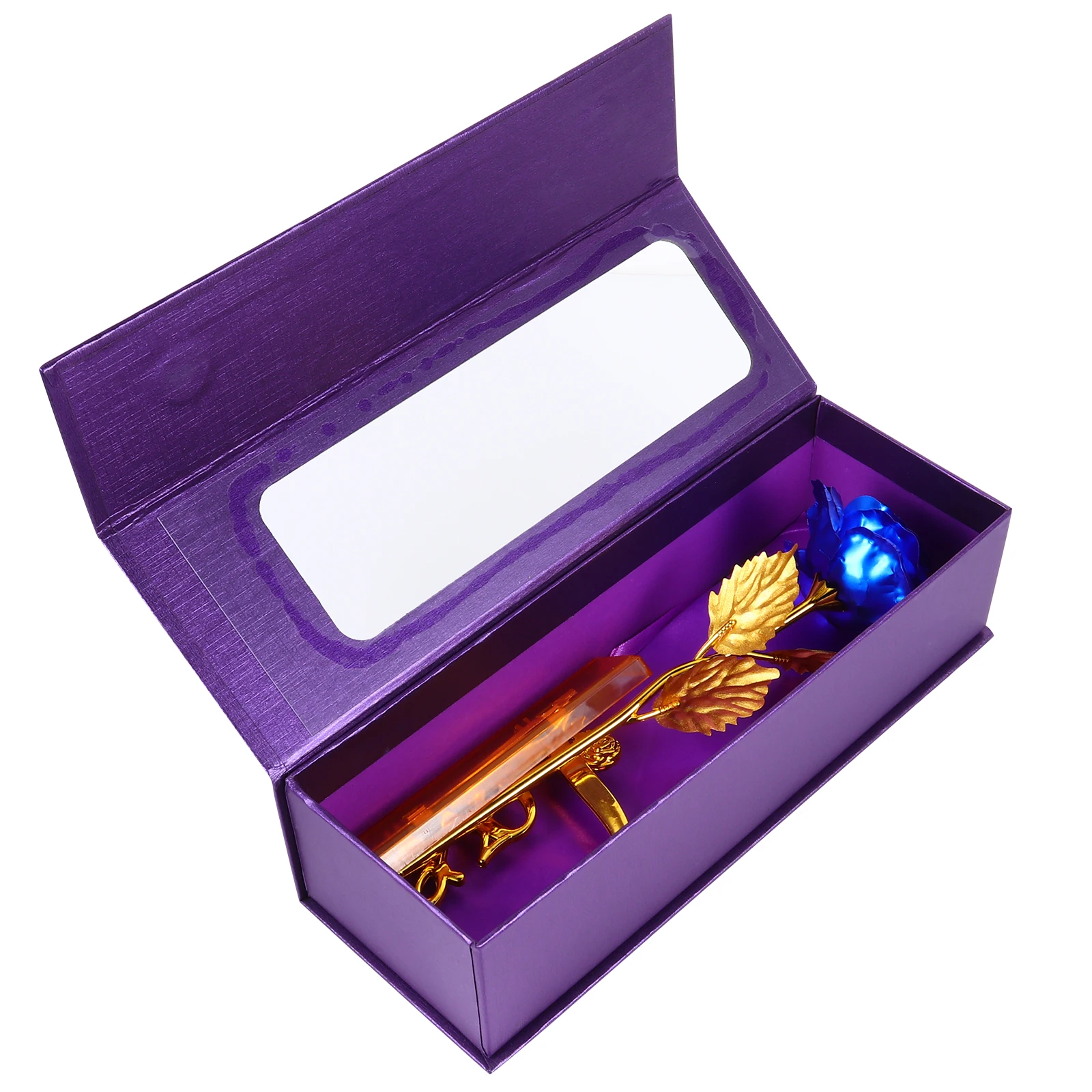 

Gold Foil Rose Gift Box Artificial Roses Present Valentine Flowers Elegant Clamshell Box Room nament Wedding Anniversary