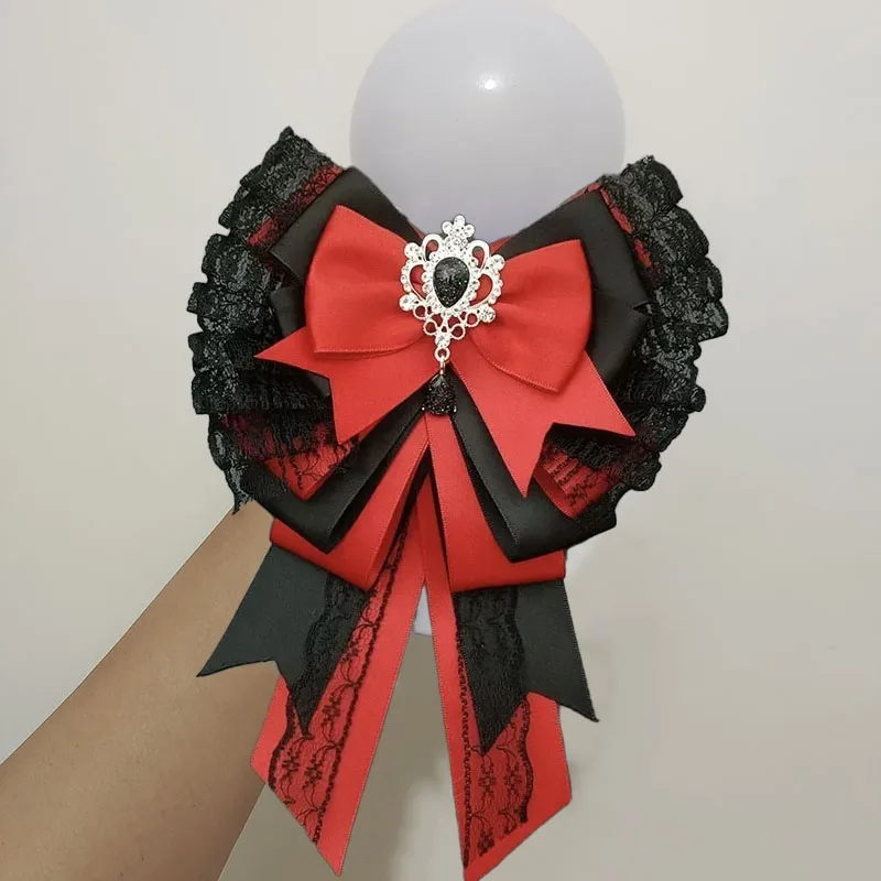 

Handmade Bow Tie Clip Hair Rope Lolita Women's Fashion Lace Ribbon Rhinestone Ties Concerts Light Stick Accessories Jewelry Gift