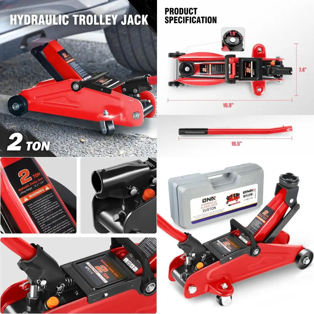 

2 Ton Low Profile Hydraulic Trolley Jack, 4000 lbs Capacity, Steel Car Lift Jack, 5.1-13 Lift Range, Red