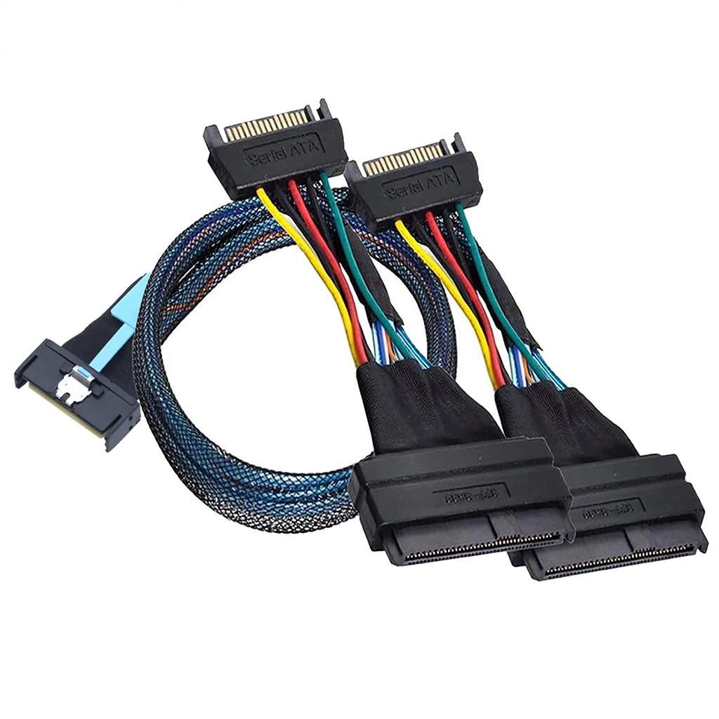 Slimline SAS MCIO 8i 74P To 2XSFF 8639+15P Adapter Cable for Server Connection Cable Server Data Transmission Cable