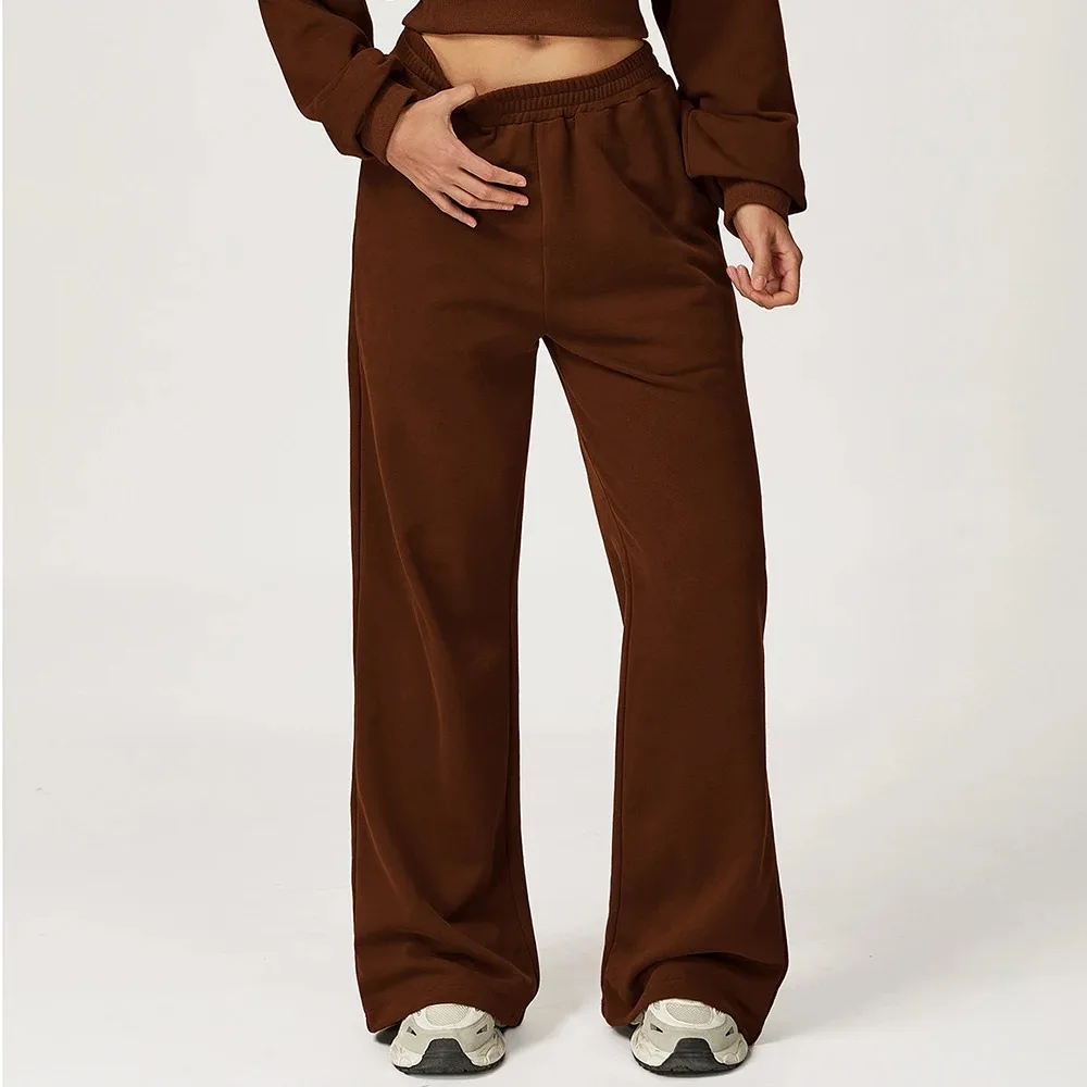 

New Winter High Waist Gym Sweatpants Women's Solid Wide Leg Yoga Pants Loose Straight Sports Pants Outdoor Casual Running Pants