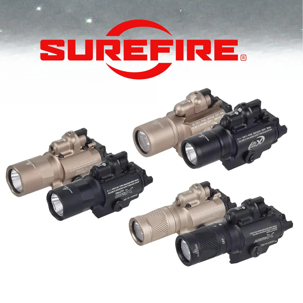 

Тактический фонарь Surefire SF X300 X400 Ultra X400V IR Scout Light с красным и зеленым лазером, светодиодный фонарик для G17 G19, крепление на планку 20 мм