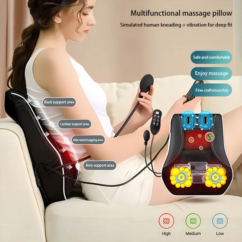 Car Portable Body Massage Pillow Hot Compress Inflatable Cervical Ttraction For Body Back Neck Vibrating Relax Health Care