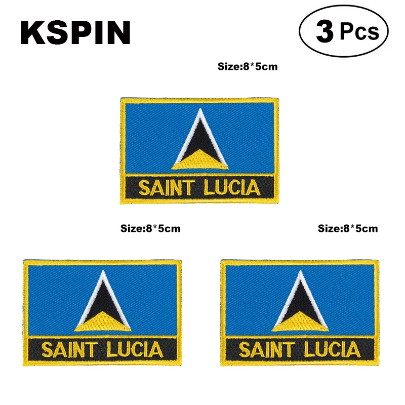 Saint Lucia Rectangular Shape Flag patches embroidered flag patches national flag patches for clothing DIY Decoration