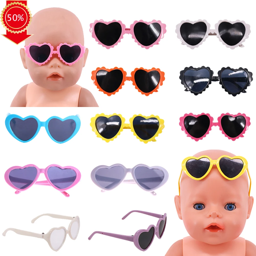 Lovely Heart Sunglasses Multicolor Fashion Items For 18Inch American Doll &43cm Reborn Baby Doll Birthday Gift For Pet Dog Toy