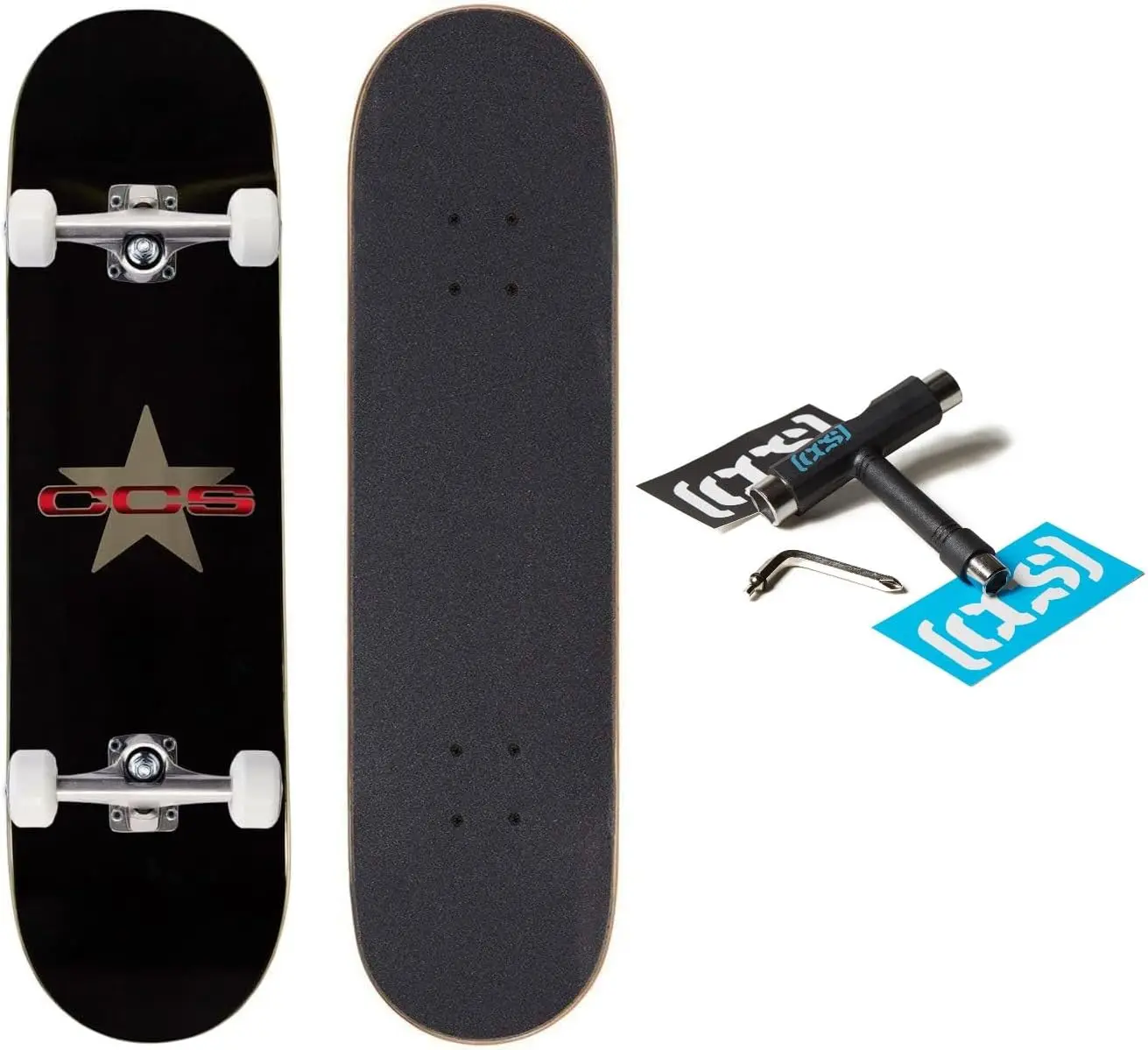 [CCS] Skateboard compleet esdoornhout Professionele kwaliteit Volledig geassembleerd met skategereedschap en stickers Volwassenen, kinderen, tieners,